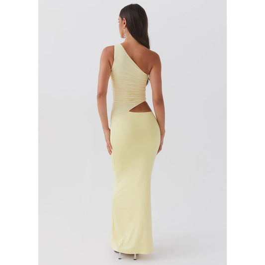 NEW! peppermayo yellow one shoulder maxi dress - size 4