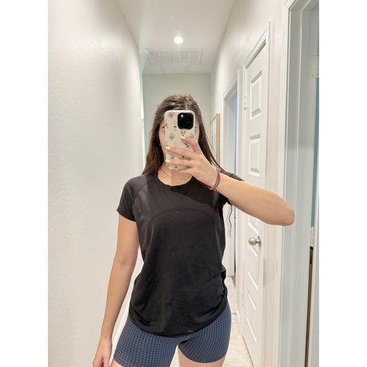 lululemon black short sleeve swifty tech 2.0 - size 10