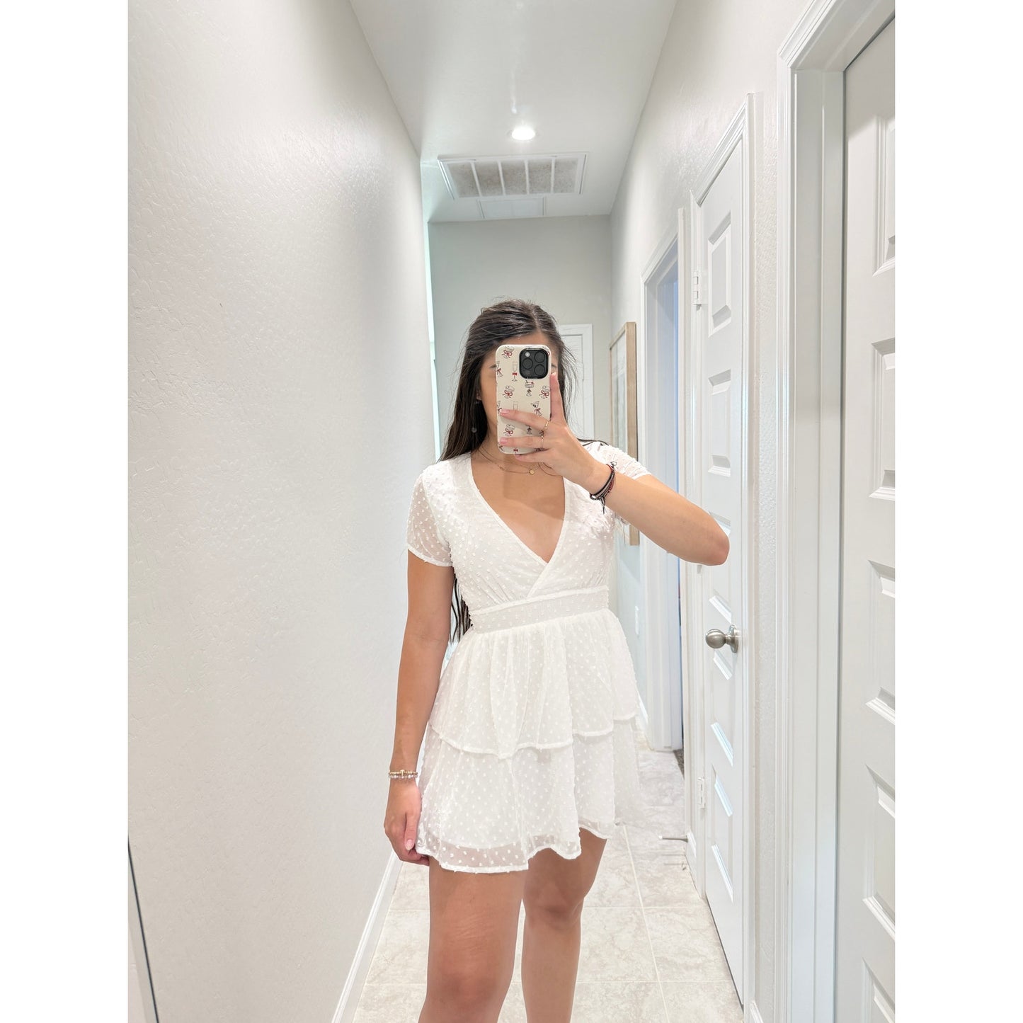 Lucy in the Sky White Tiered Mini Dress - Size Small