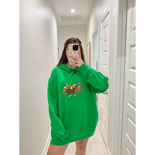 Polo Ralph Lauren green triple pony fleece hoodie - size 2X