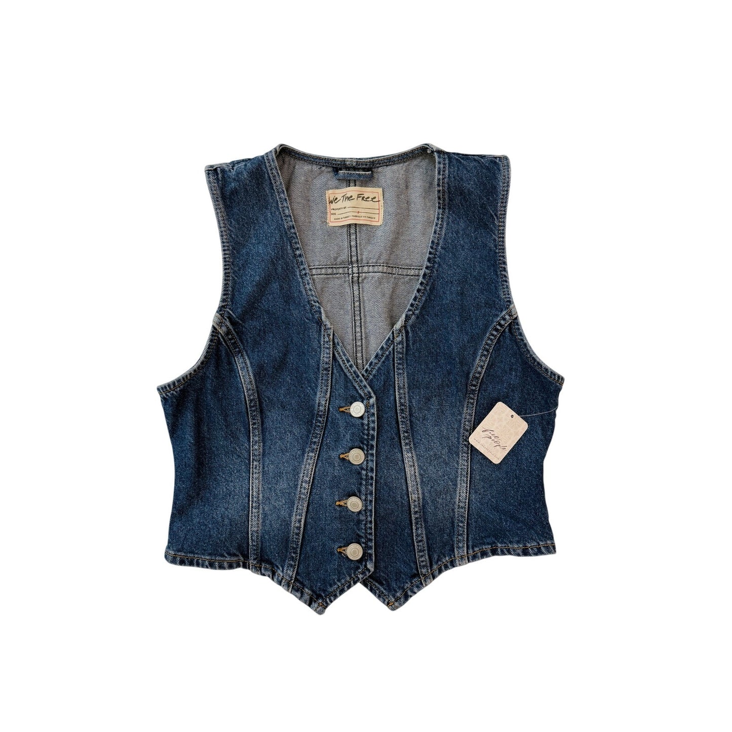 free people tate denim vest - size small