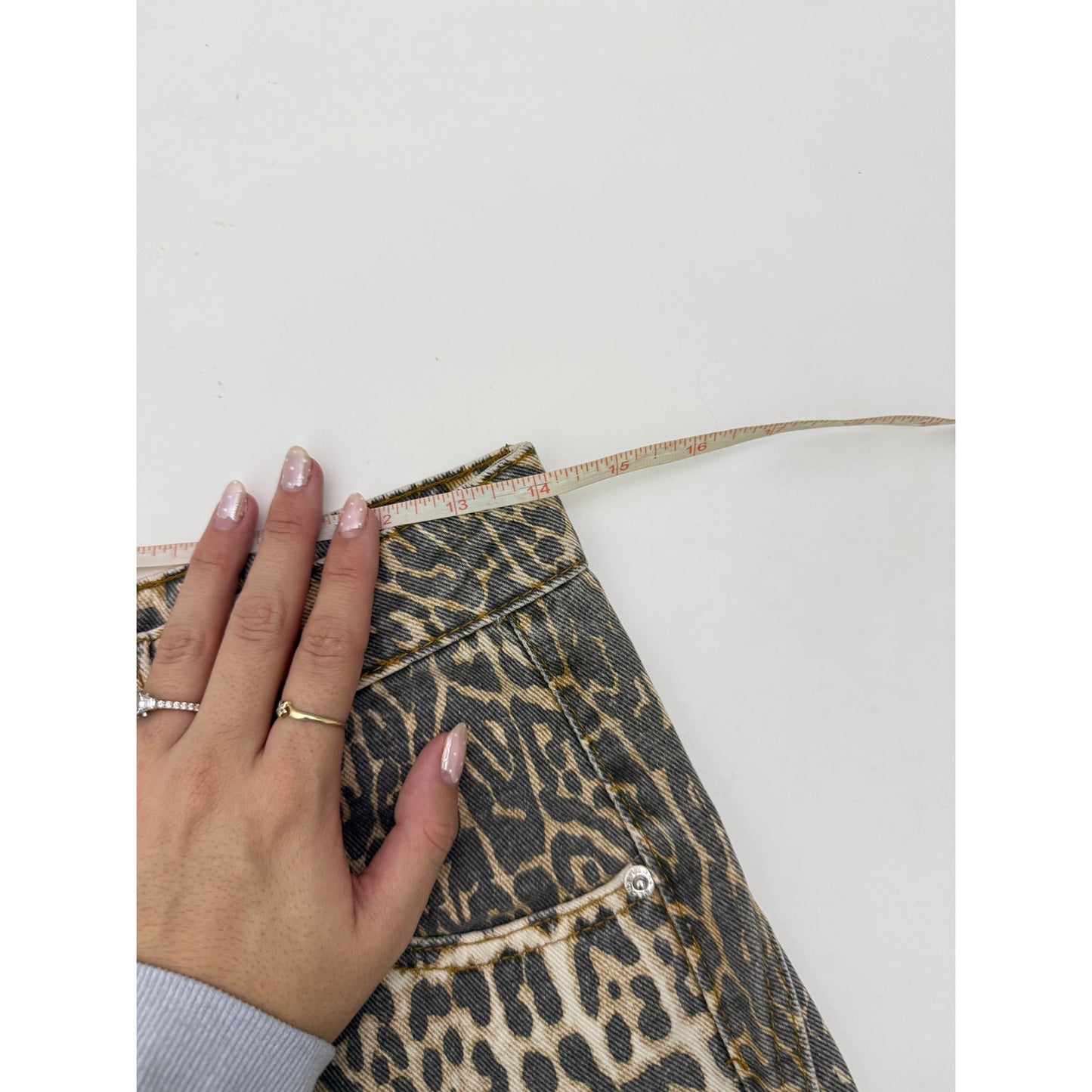Cheetah print wide leg jeans - size small