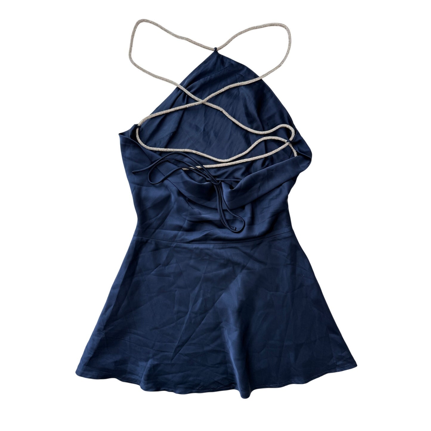 Babyboo navy rhinestone halter mini dress - size small