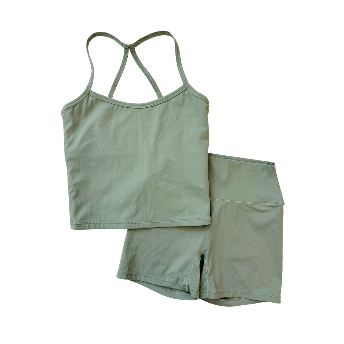 green athletic biker shorts set - size medium