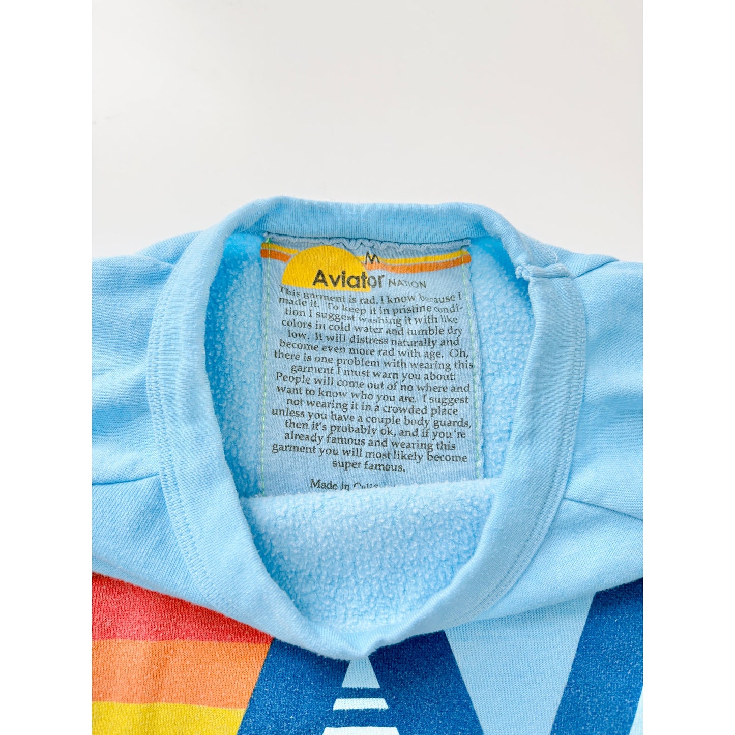 Aviator Nation ice blue logo hoodie - size medium