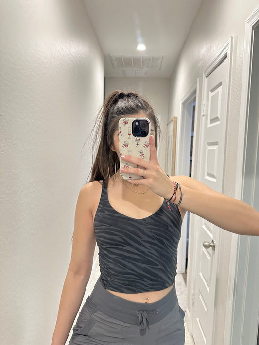 lululemon zebra print cropped align tank (size 4)