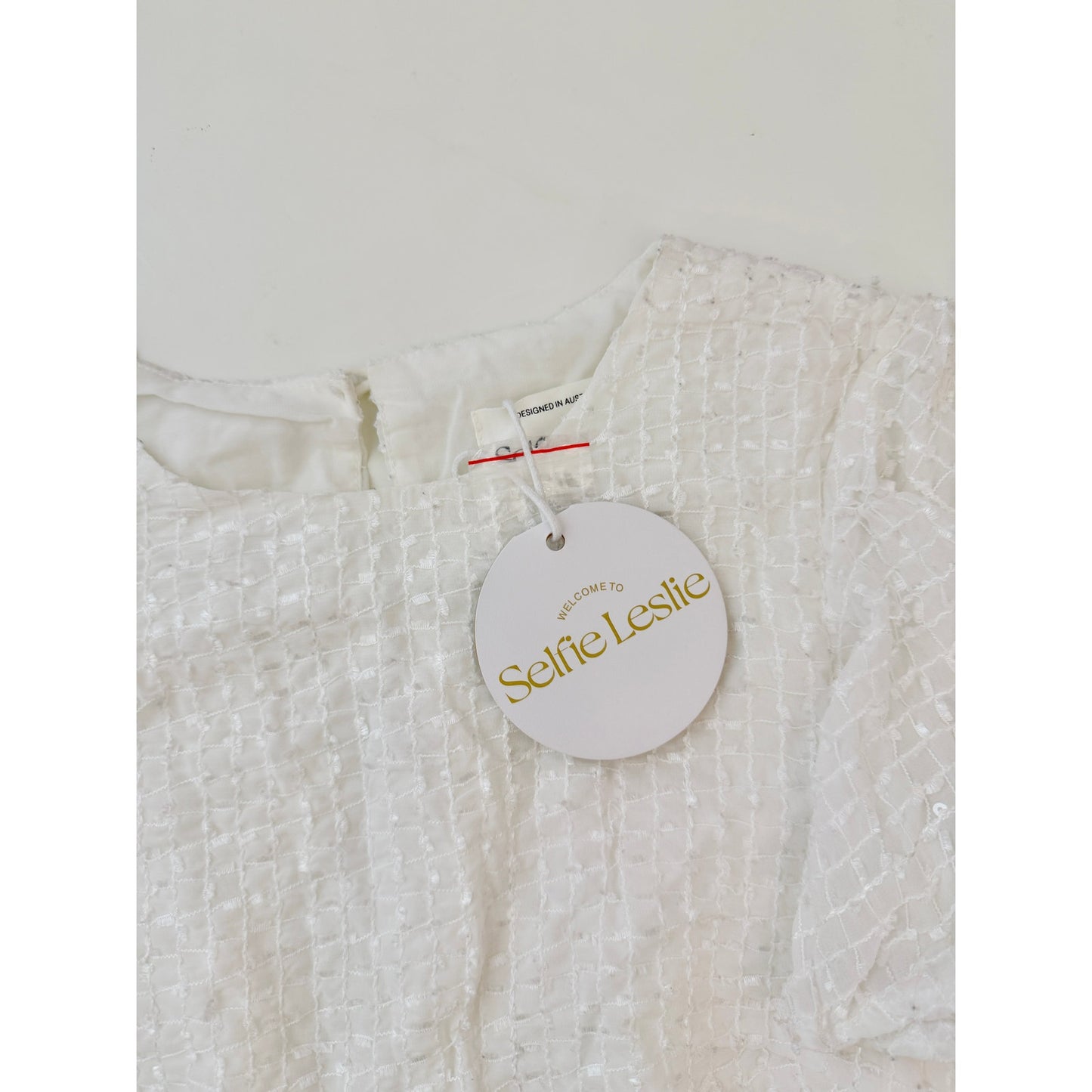selfie leslie white short sleeve mini dress  - size small