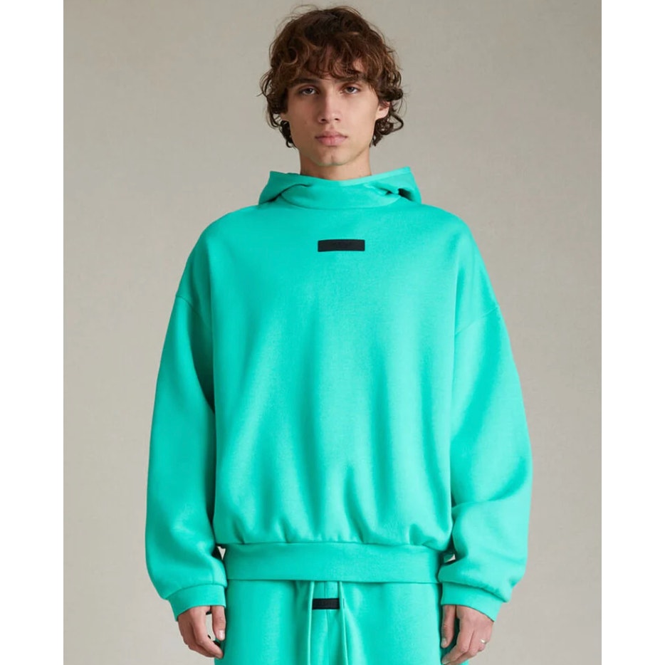 Fear of God Essentials teal hoodie - size large