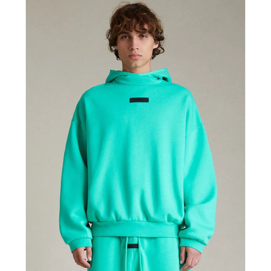Fear of God Essentials teal hoodie - size large