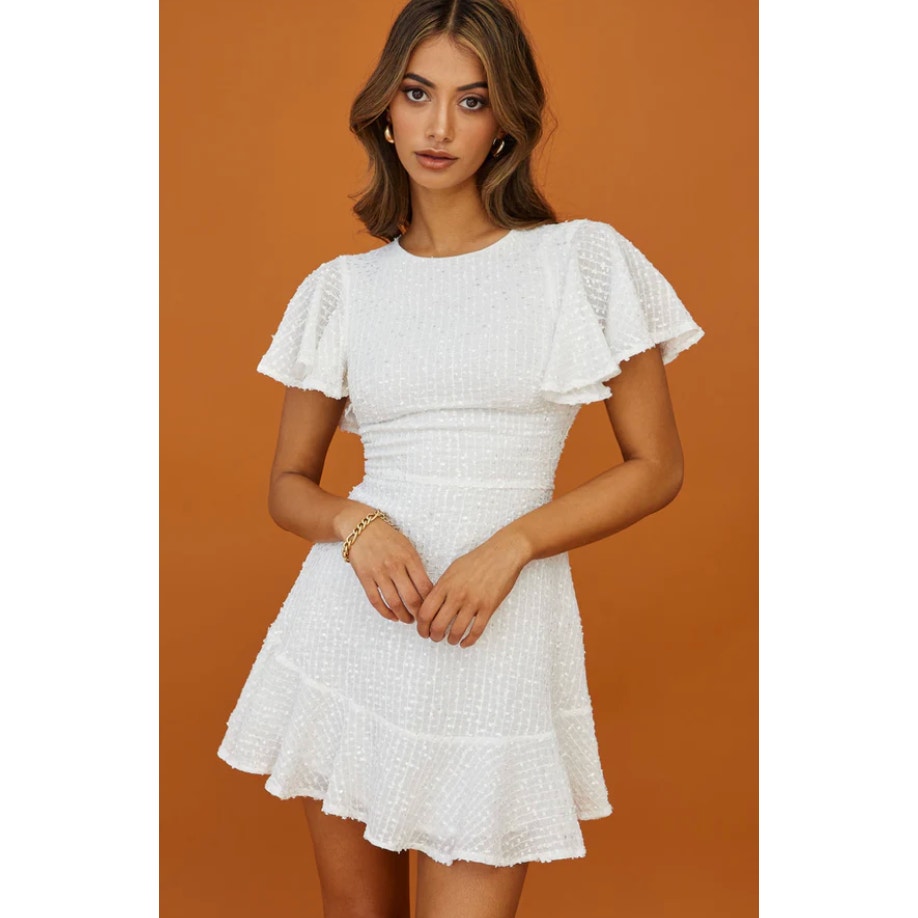selfie leslie white short sleeve mini dress  - size small