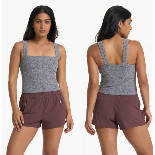 Vuori elevation square neck tank heather grey - size small