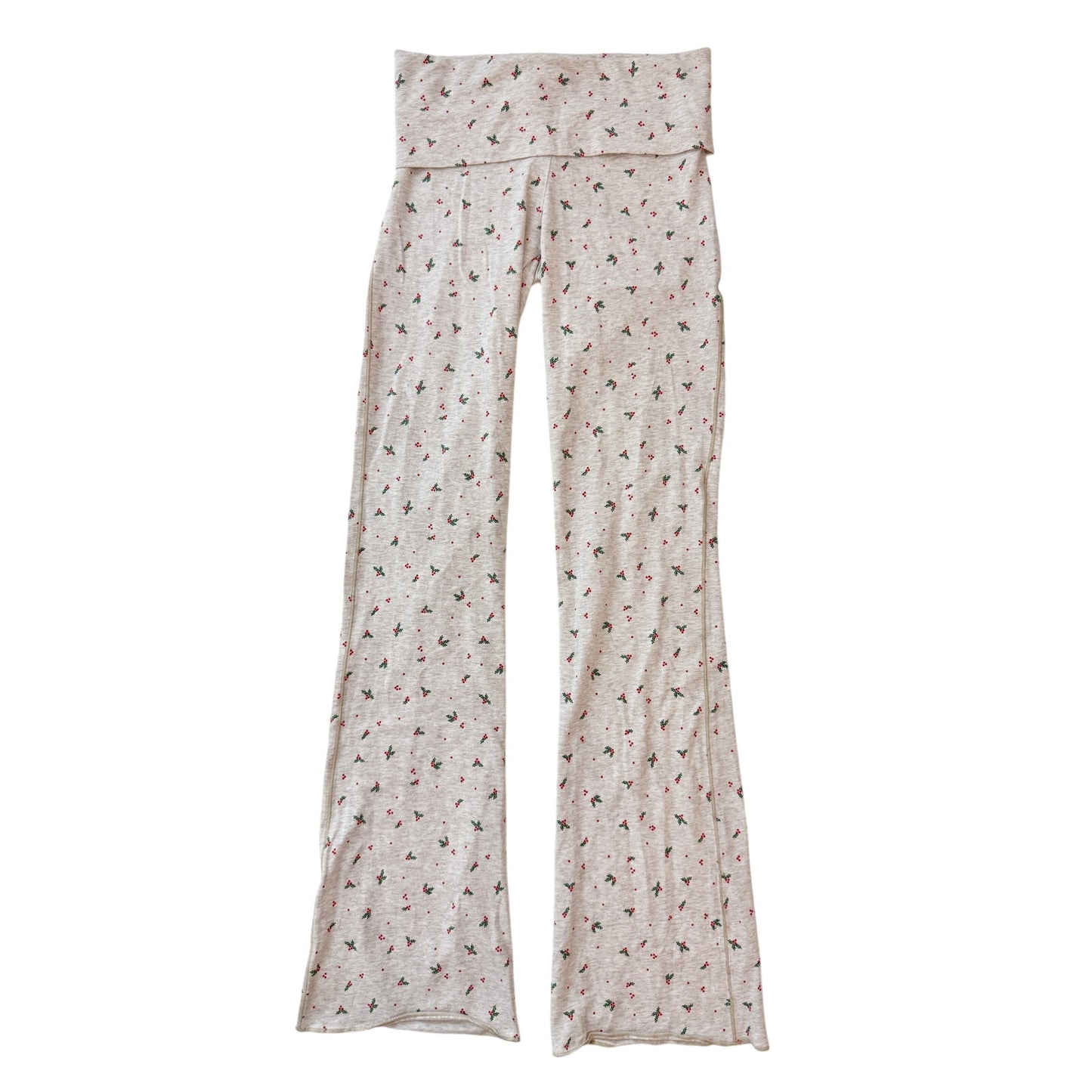 skims oatmeal heather holly cotton jersey foldover pants - size XS