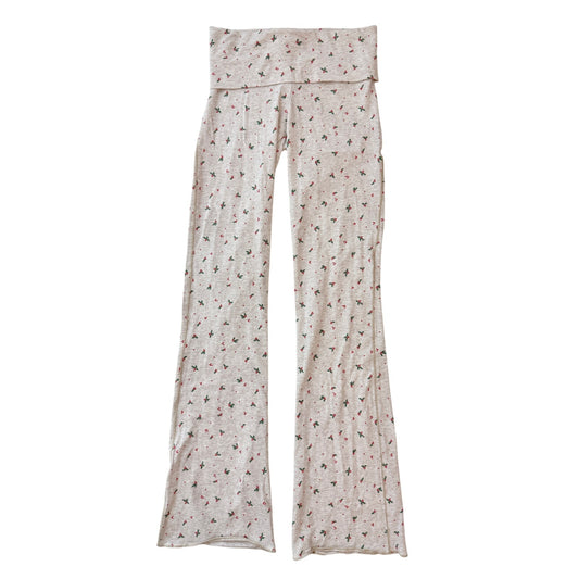 skims oatmeal heather holly cotton jersey foldover pants - size XS
