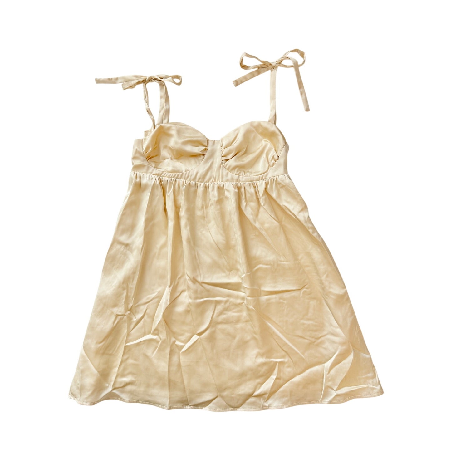 beginning boutique yellow satin mini dress  - size 4