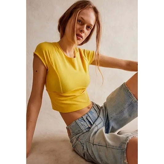 Free People yellow we the free protagonist top - size XS