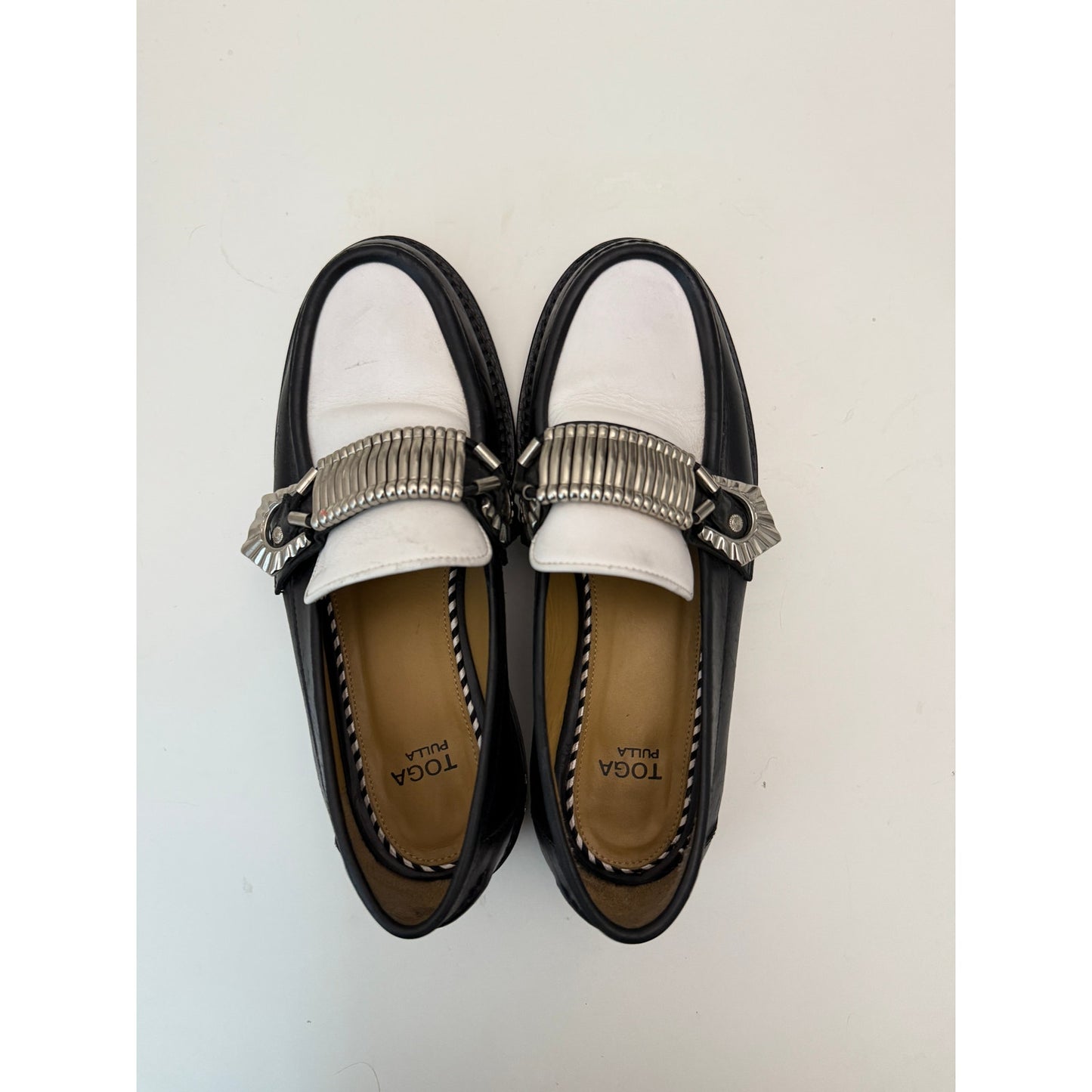 Toga Pulla leather loafers with silver buckles - size 38