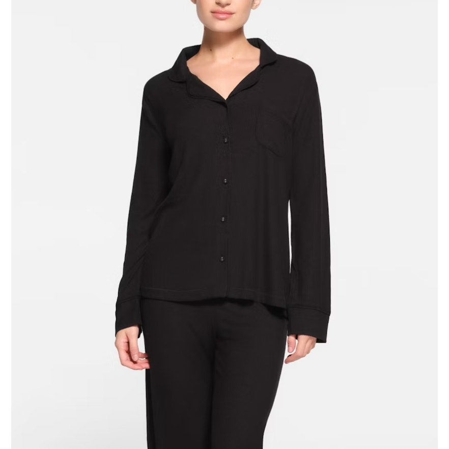 skims onxy soft lounge long sleeve sleep shirt - size medium