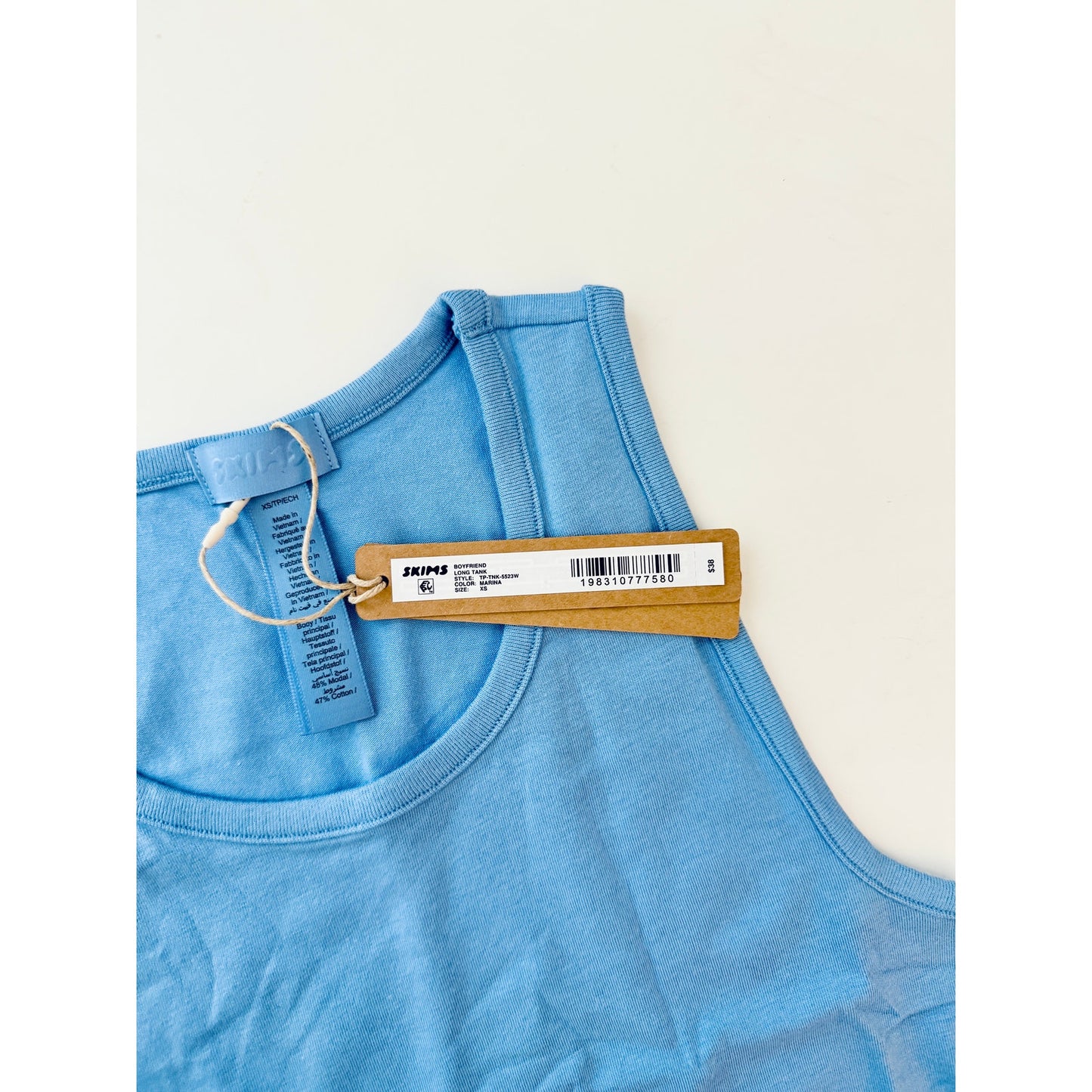 skims boyfriend long tank marina blue - size XS