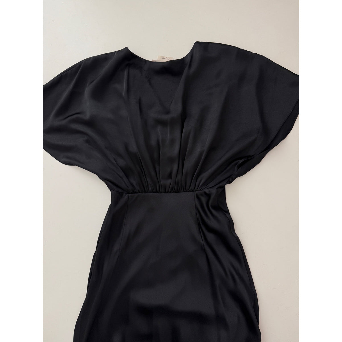 BHLDN Amelia Deep-V Flutter-Sleeve Satin A-Line Gown - size small