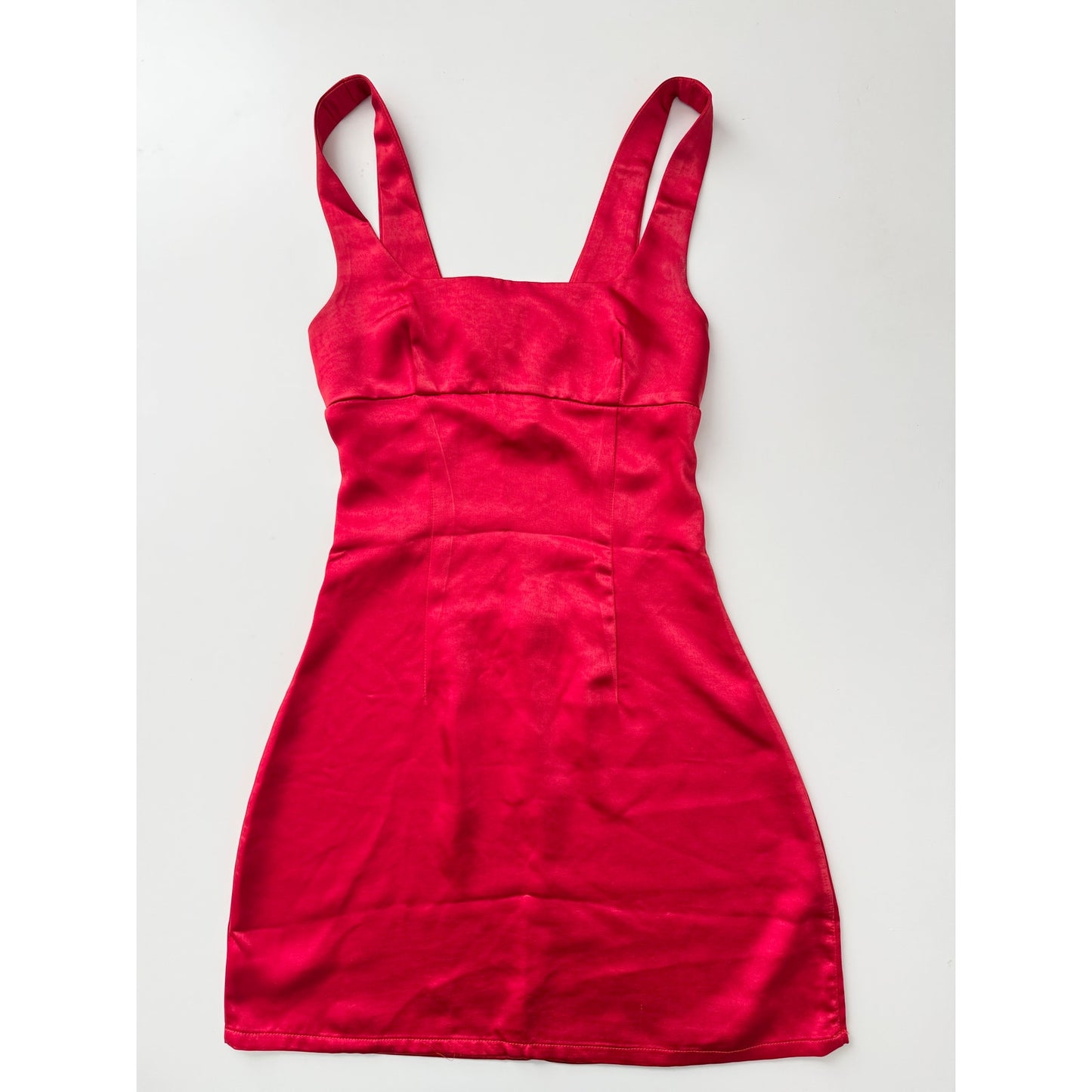 Princess polly red satin squareneck mini dress - size 4