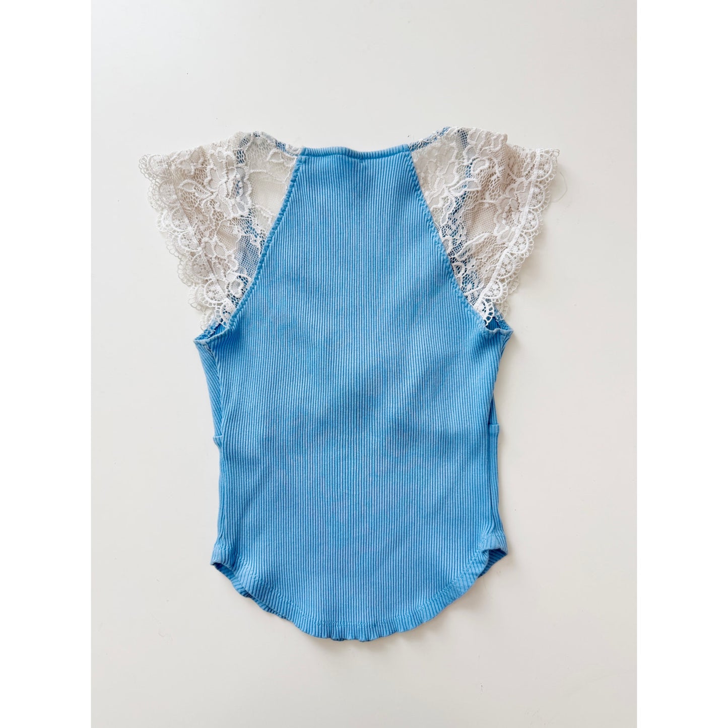 free people blue lace crop tee - size XS