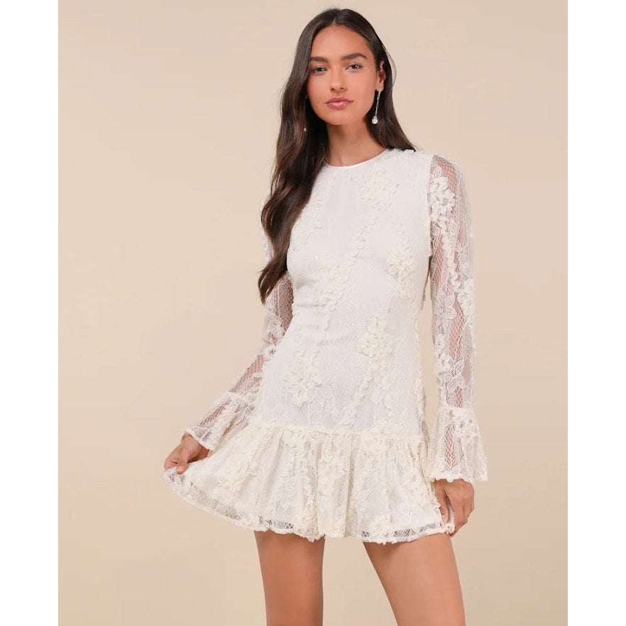 Lulus lace long sleeve mini dress - size medium
