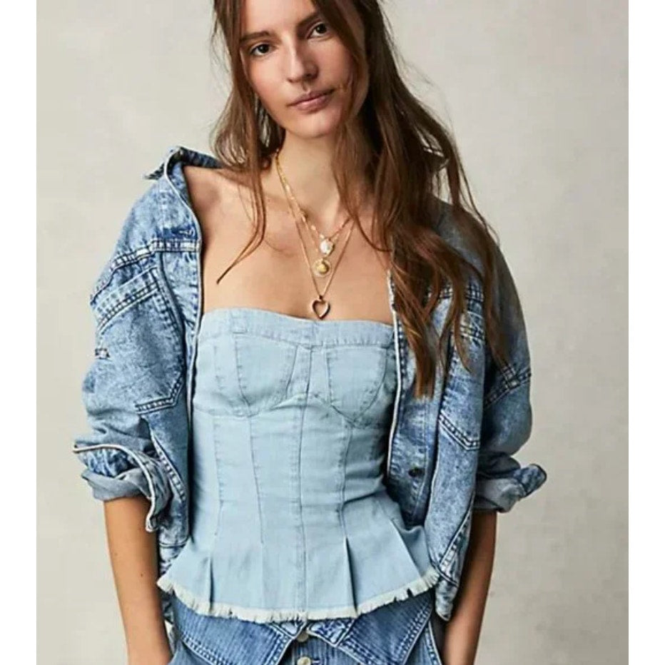 Free People better days denim tube top - size XL