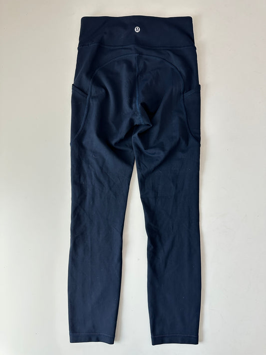 lululemon navy wunder train high rise leggings (size 6, 25")