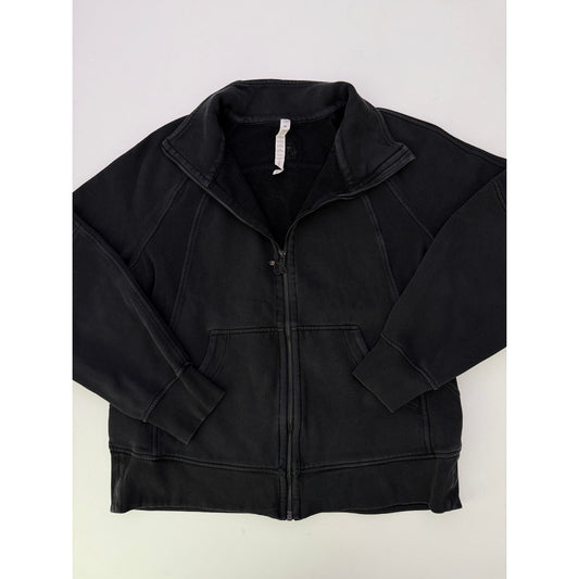 lululemon black scuba oversized funnel neck full zip jacket  - size M/L
