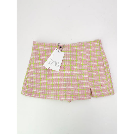 Zara tweed pink and green mini skort - size small