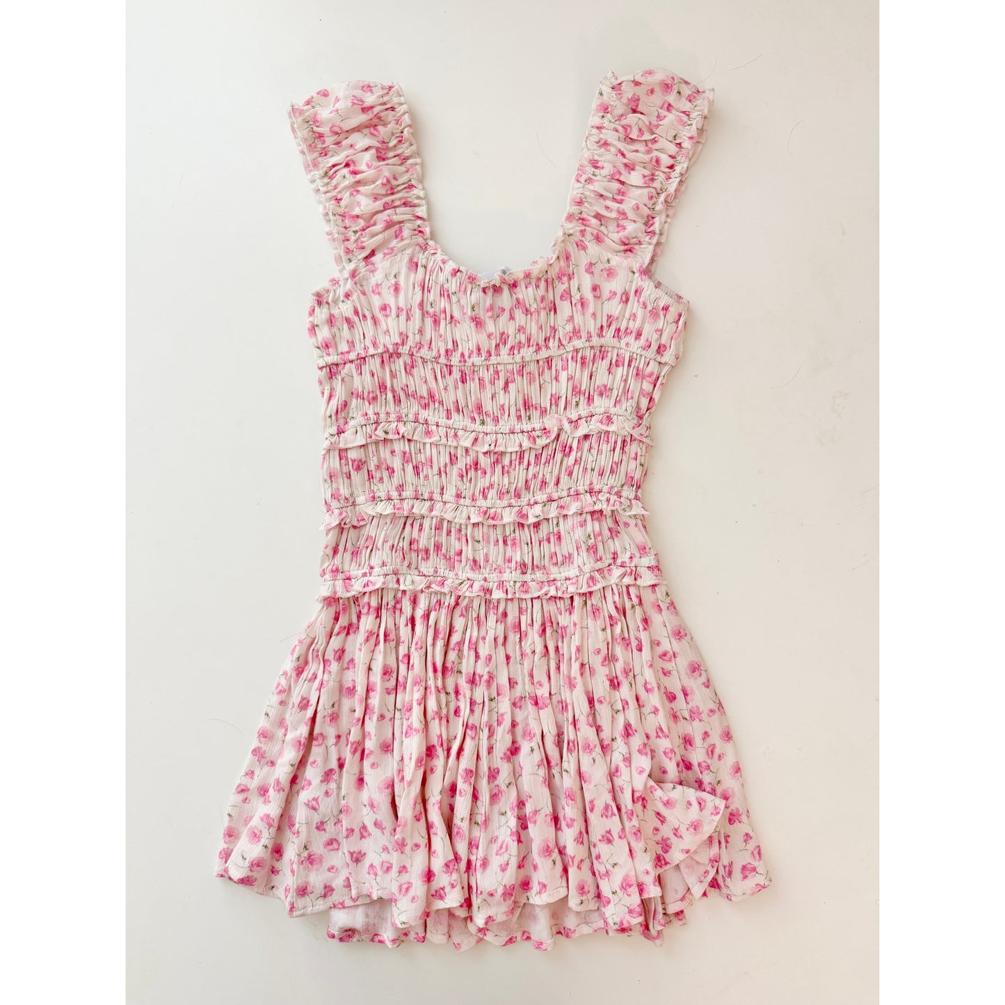 Sky to moon pink smocked mini dress - size medium