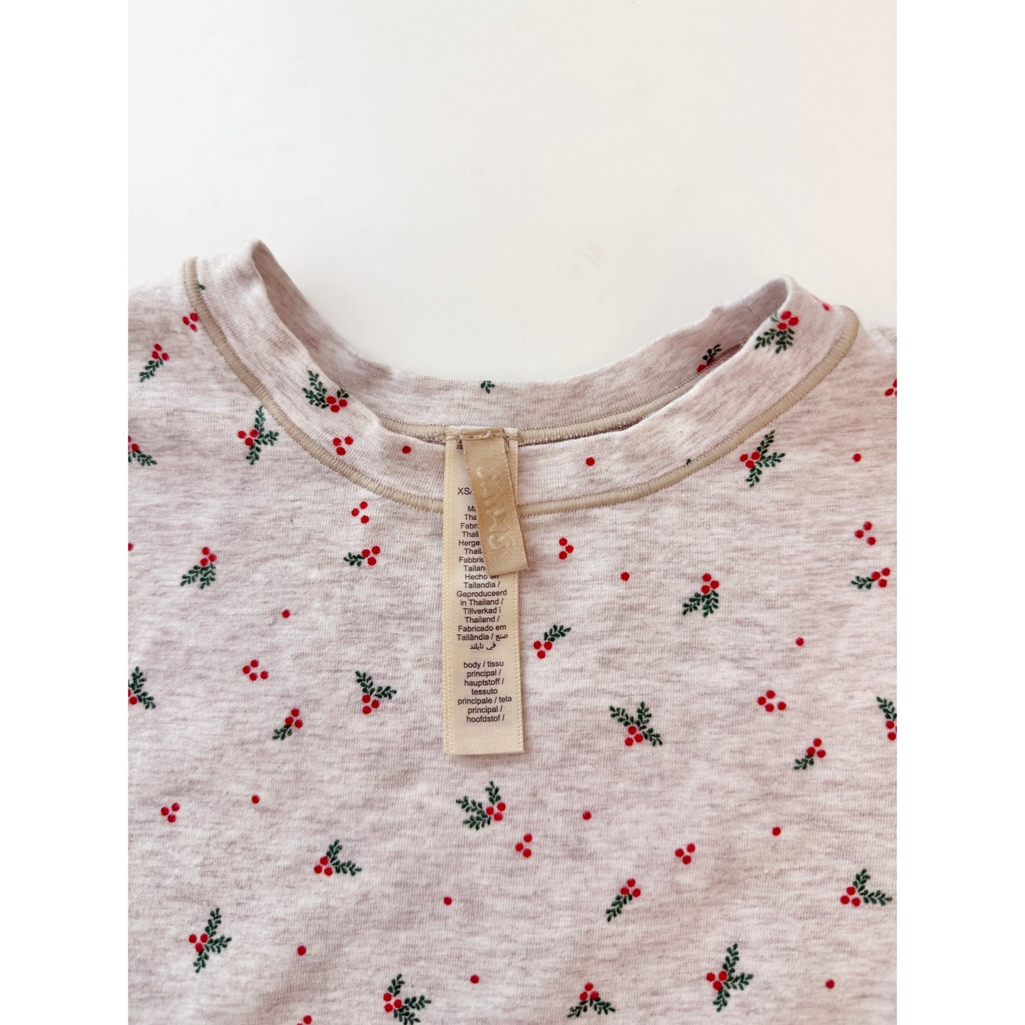 skims oatmeal heather holly cotton jersey long sleeve - size XS