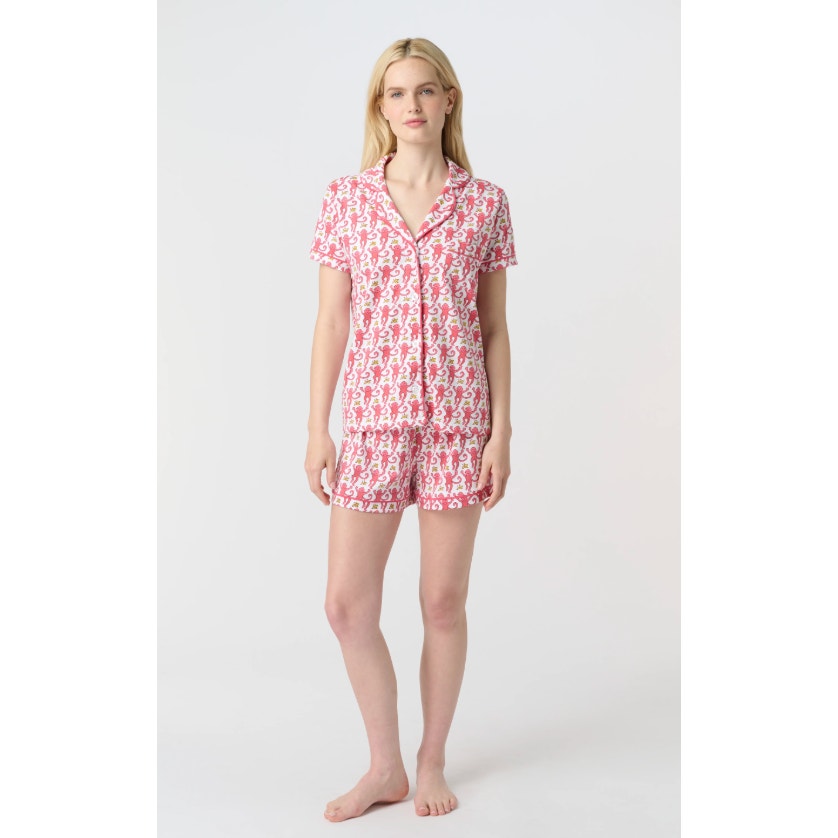 Roller rabbit pink monkey polo pj set - size XS