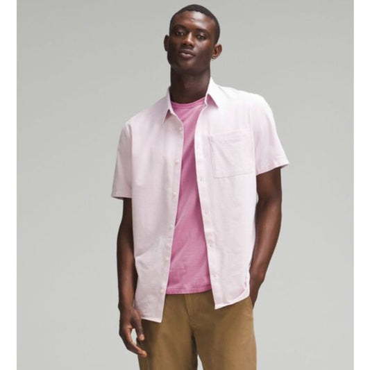 Lululemon Men's pink peony airing ease short sleeve - size medium