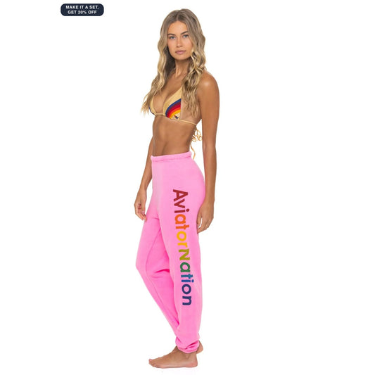 Aviator Nation pink bolt fade sweatpants - size medium