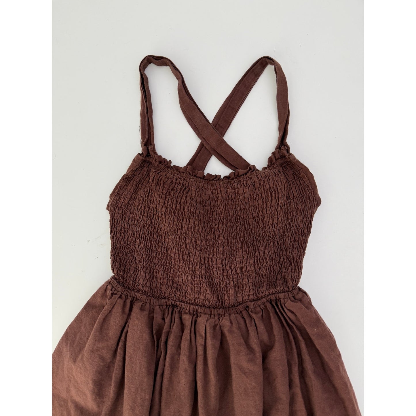 Peppermayo brown smocked mini dress - size 6