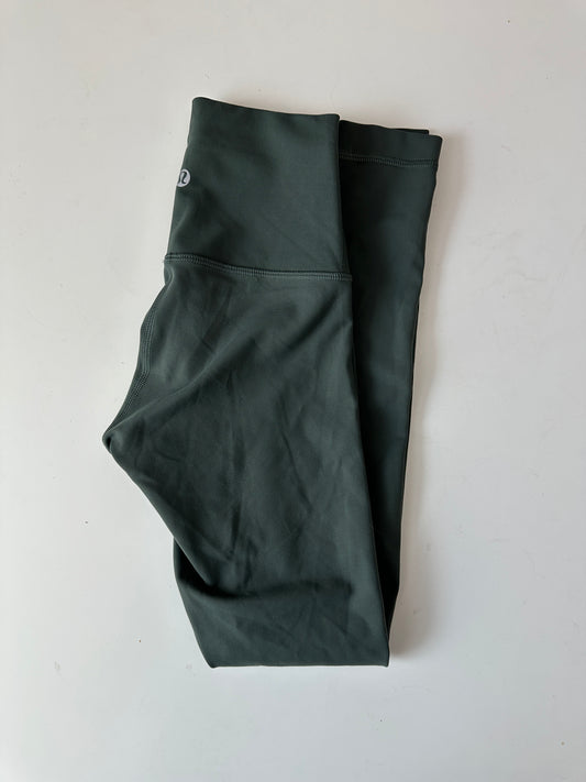 lululemon green drop wunder train high rise leggings (size 0, 25")
