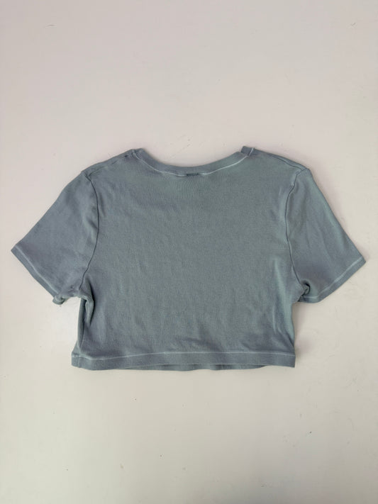 skims blue pointelle crop tee (size large)