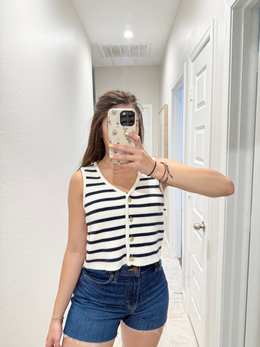 A&F navy and white striped vest (size medium)