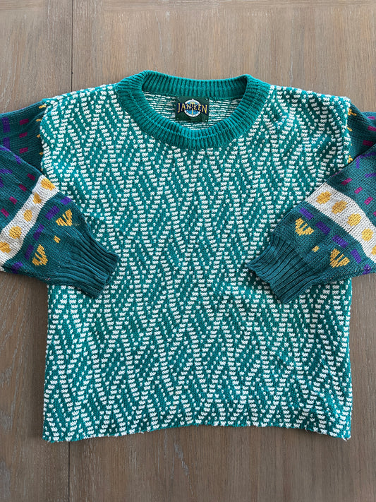 vintage teal knit sweater (size medium)