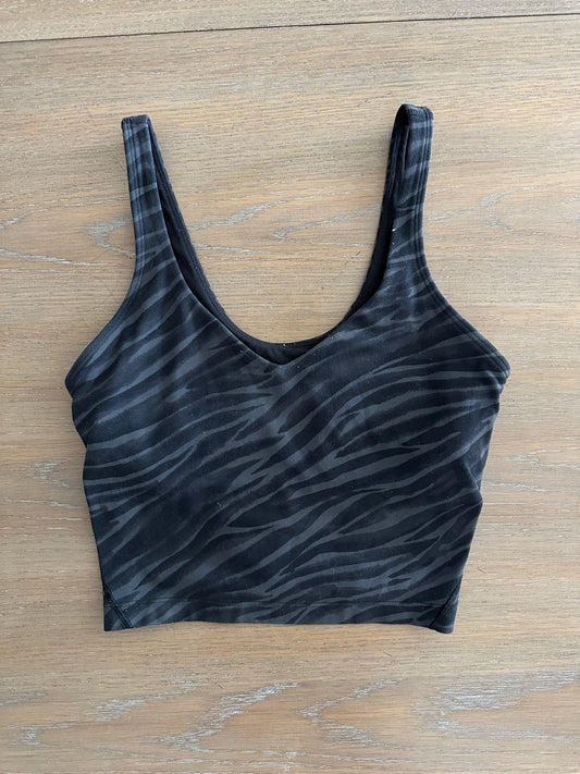 lululemon zebra print cropped align tank (size 4)