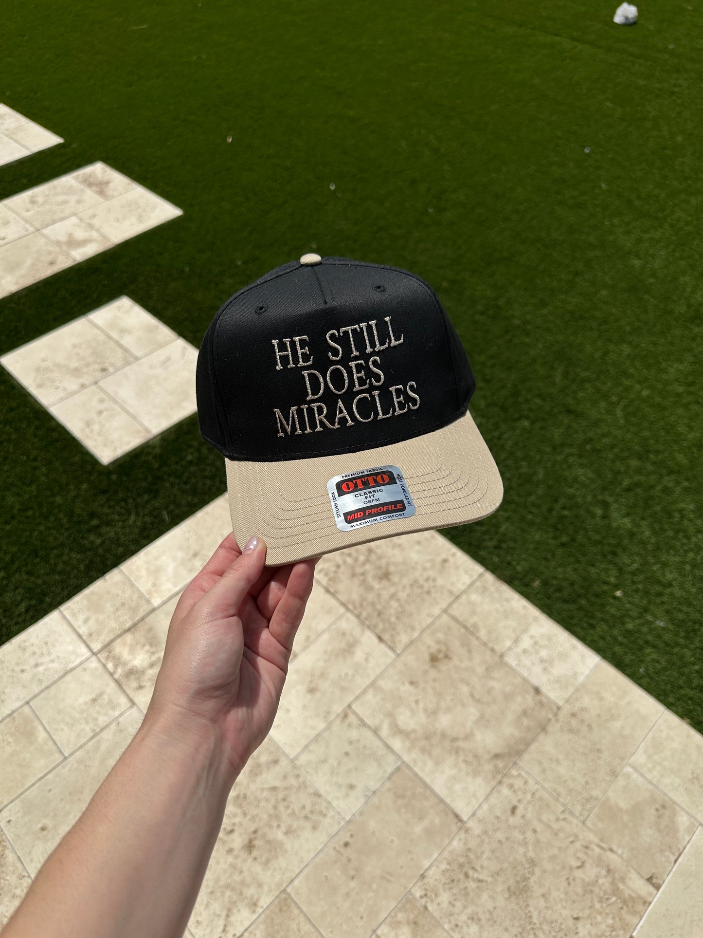 he still does miracles embroidered trucker hat