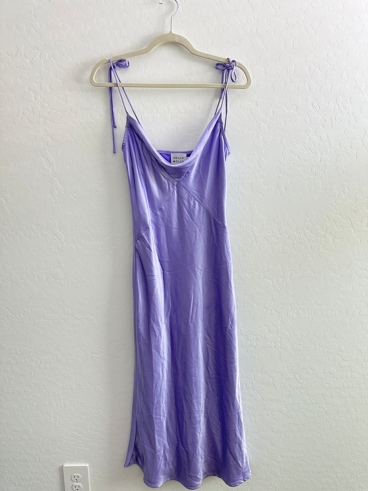 hello molly purple satin maxi dress (size 4)