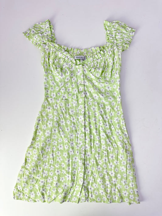 With Jean mint green isabella floral mini dress (size XS)
