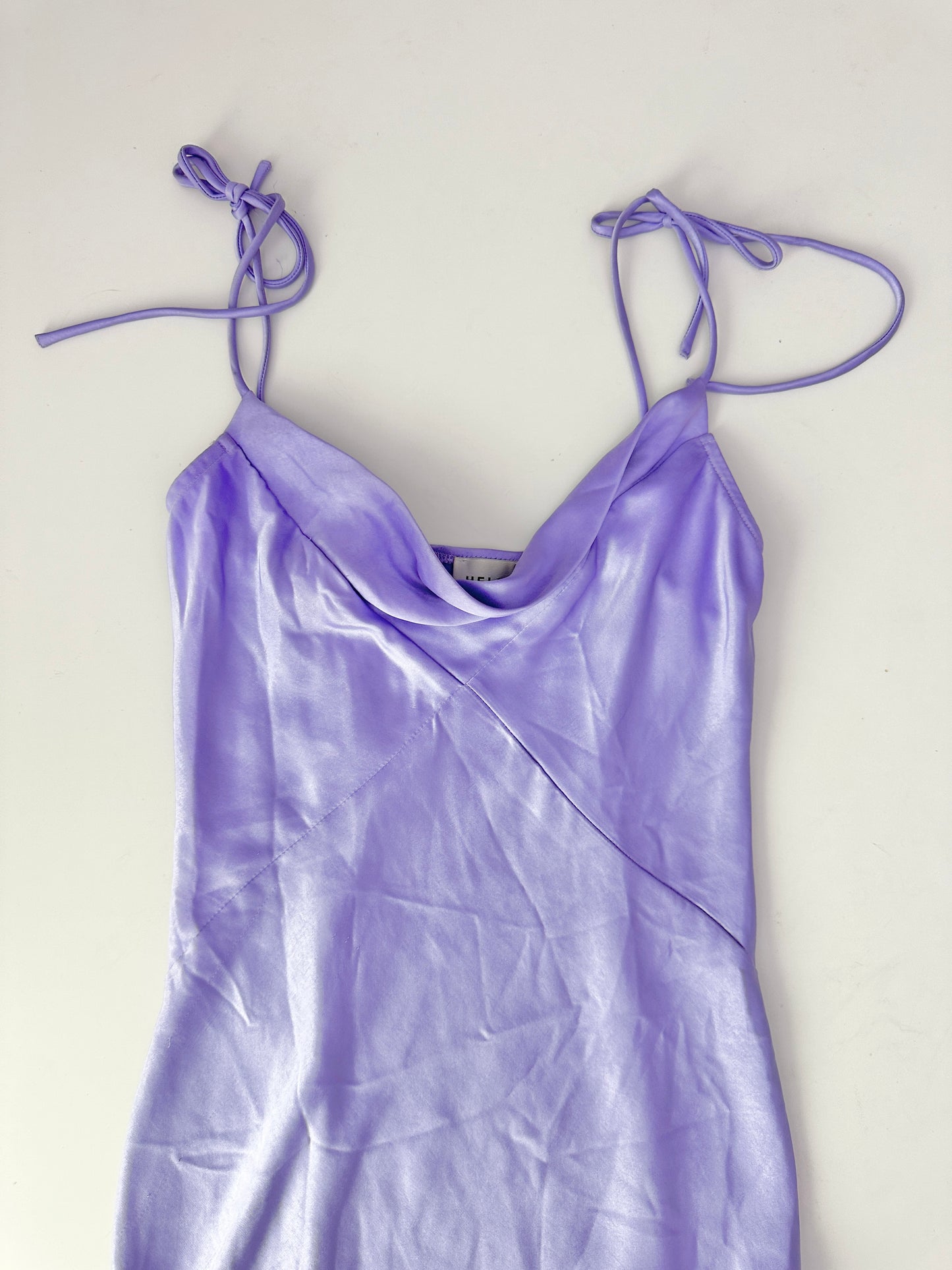 hello molly purple satin maxi dress (size 4)