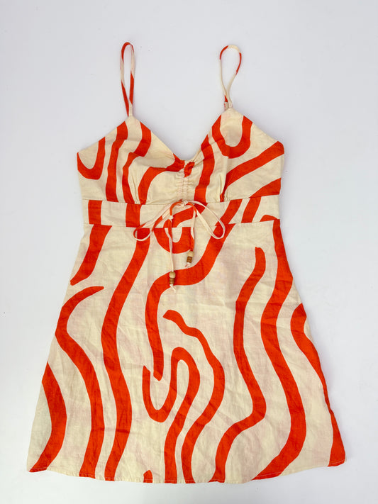 mango orange pattern linen dress (size 4)