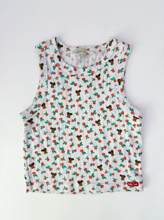 teddy fresh pointelle floral bear tank (size medium)