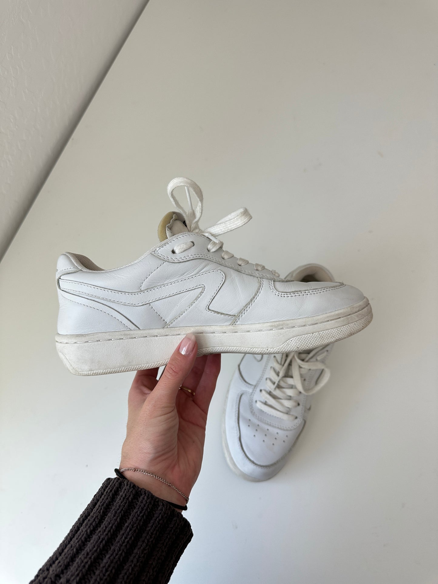 rag n bone white retro court leather sneaker (size 38 / US 8)