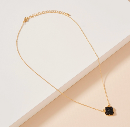 flower charm druzy necklace