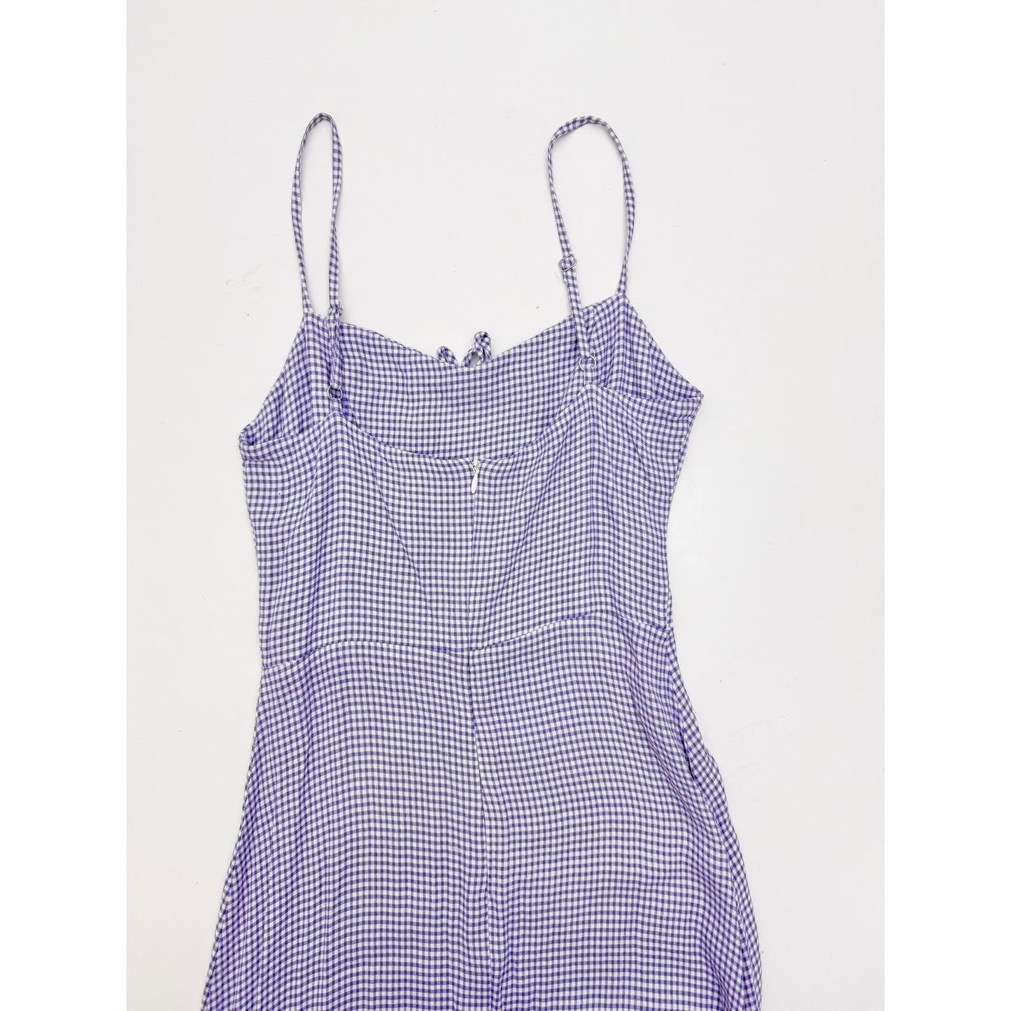Reformation purple gingham ruffle maxi dress - size 2